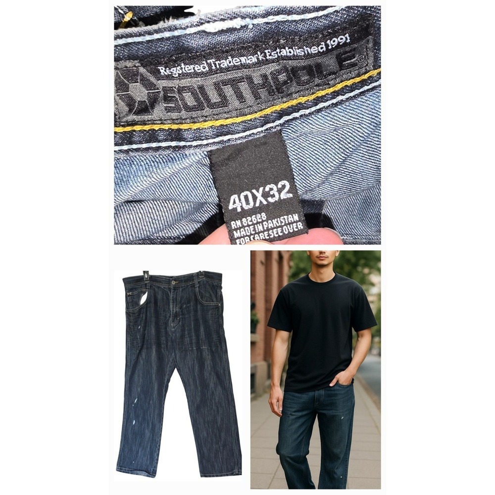 Southpole Jeans 40x31 Distressed‎ Fade Baggy Y2K Skater Grunge Streetwear Skater